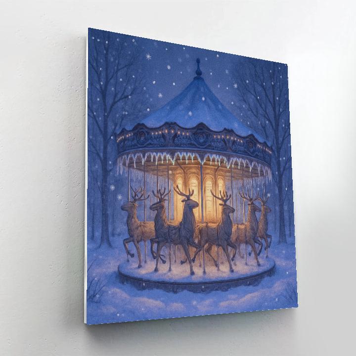Reindeer Carousel In Frozen Park painting number kit
