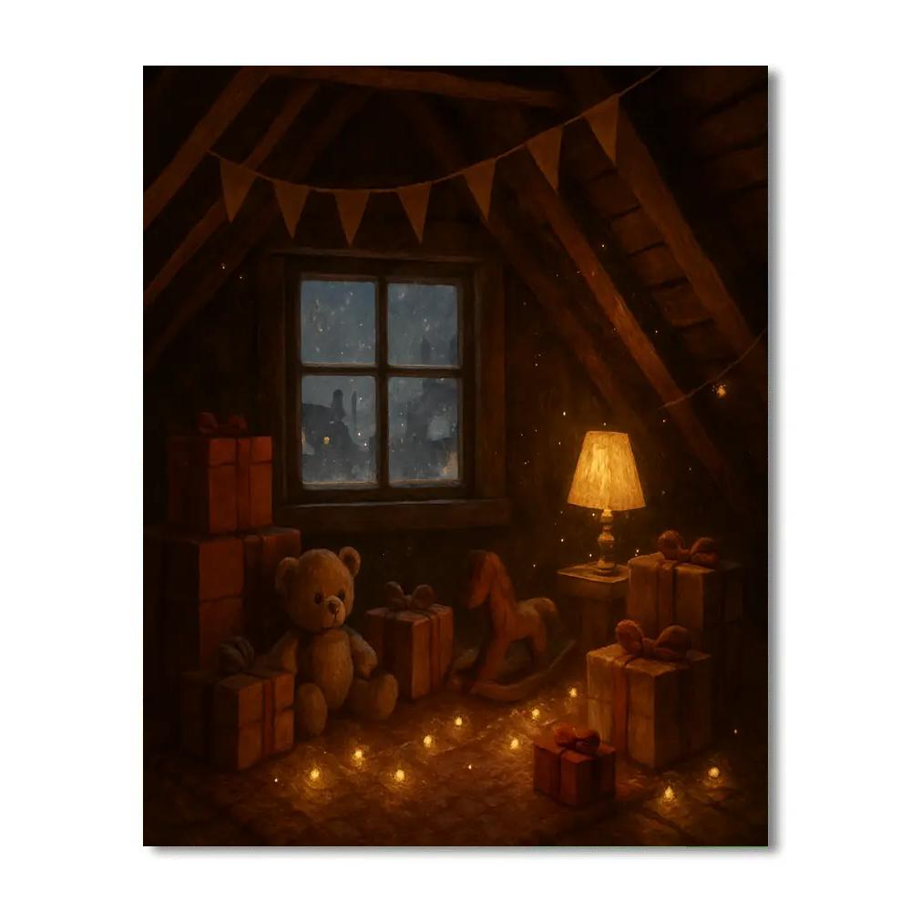 Christmas Eve Attic Gift Hideaway Paint by numbers art
