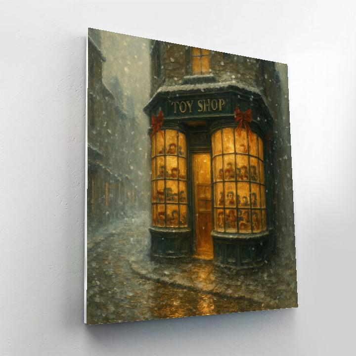Snowfall Over Vintage Toy Shop paint by numbers