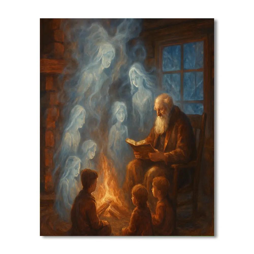 Fireside Storytime With Winter Spirits painting number kit