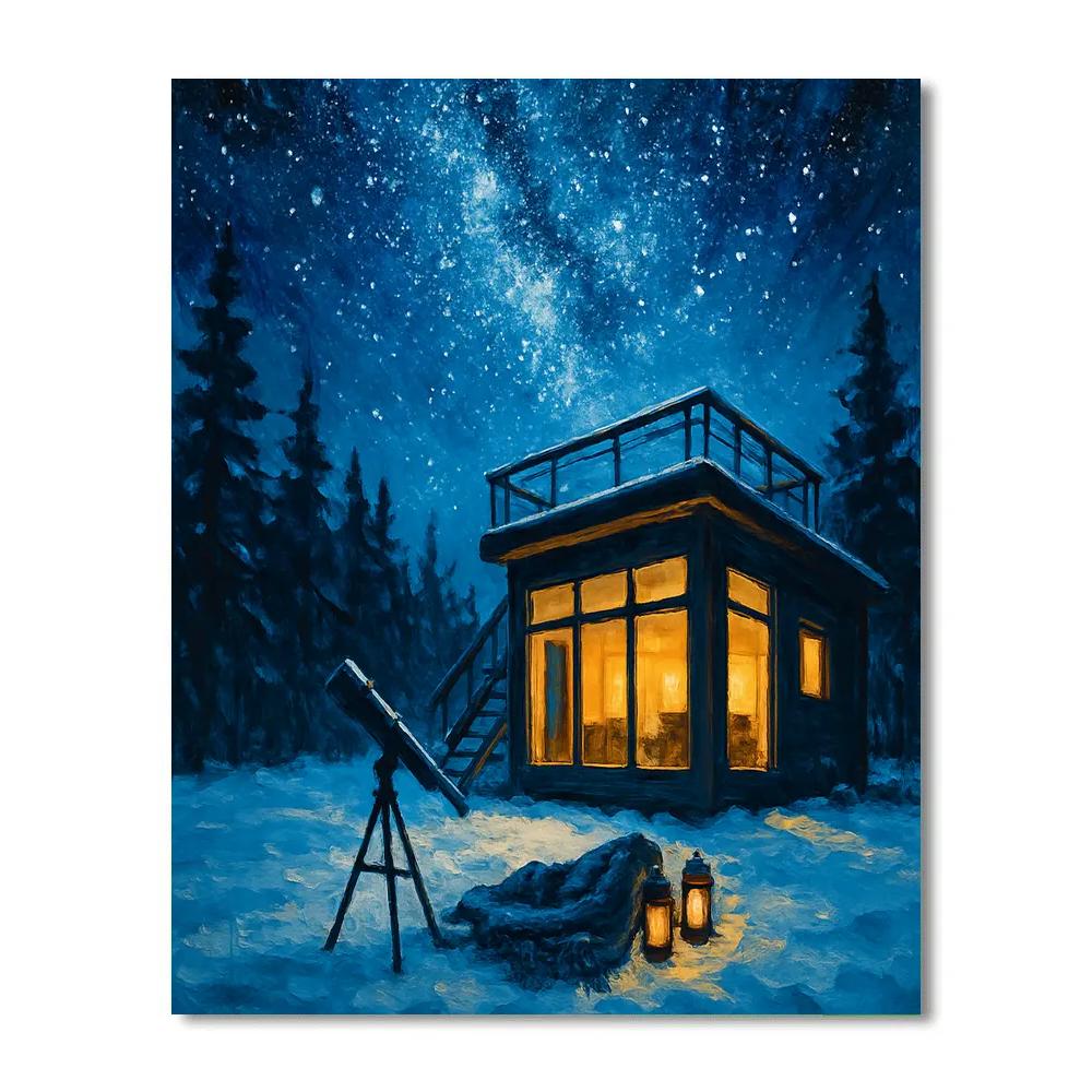 Northern Cabin With Stargazing Deck DIY paint by numbers