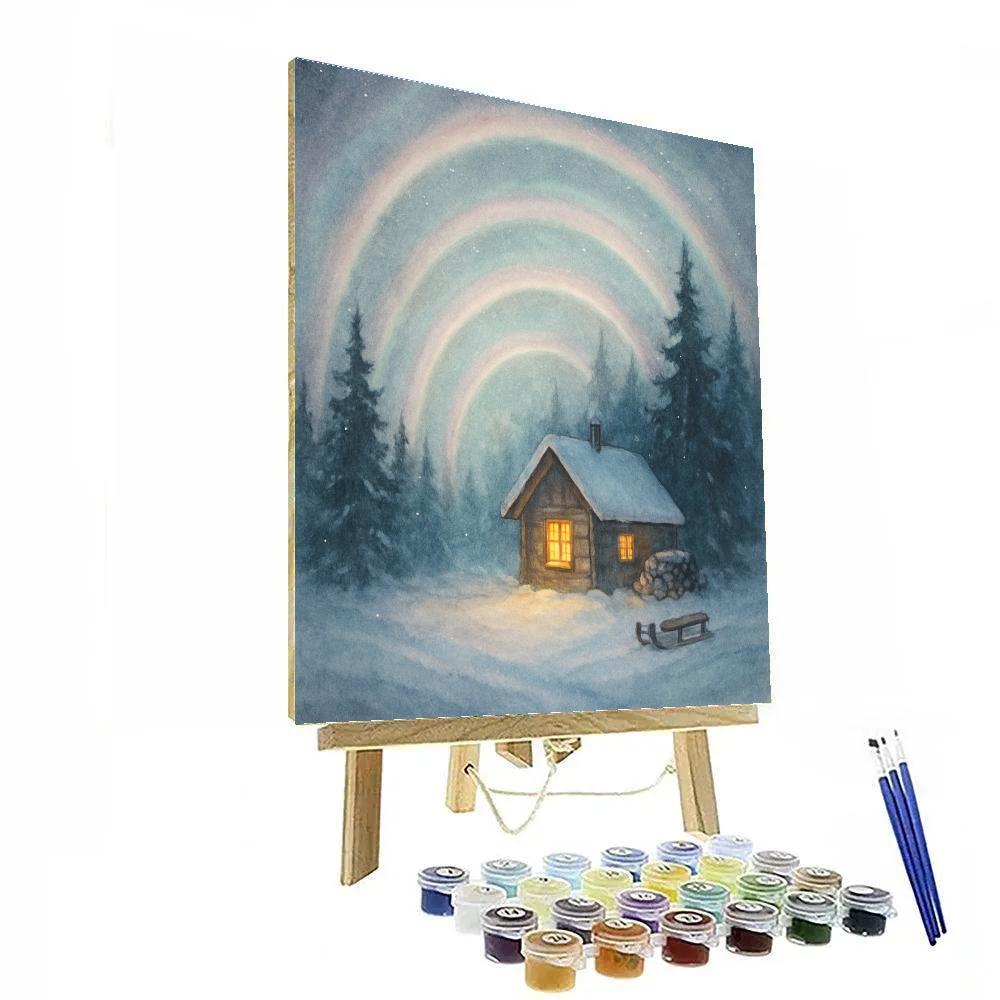 Forest Cabin Wreathed In Moonbows DIY paint by numbers