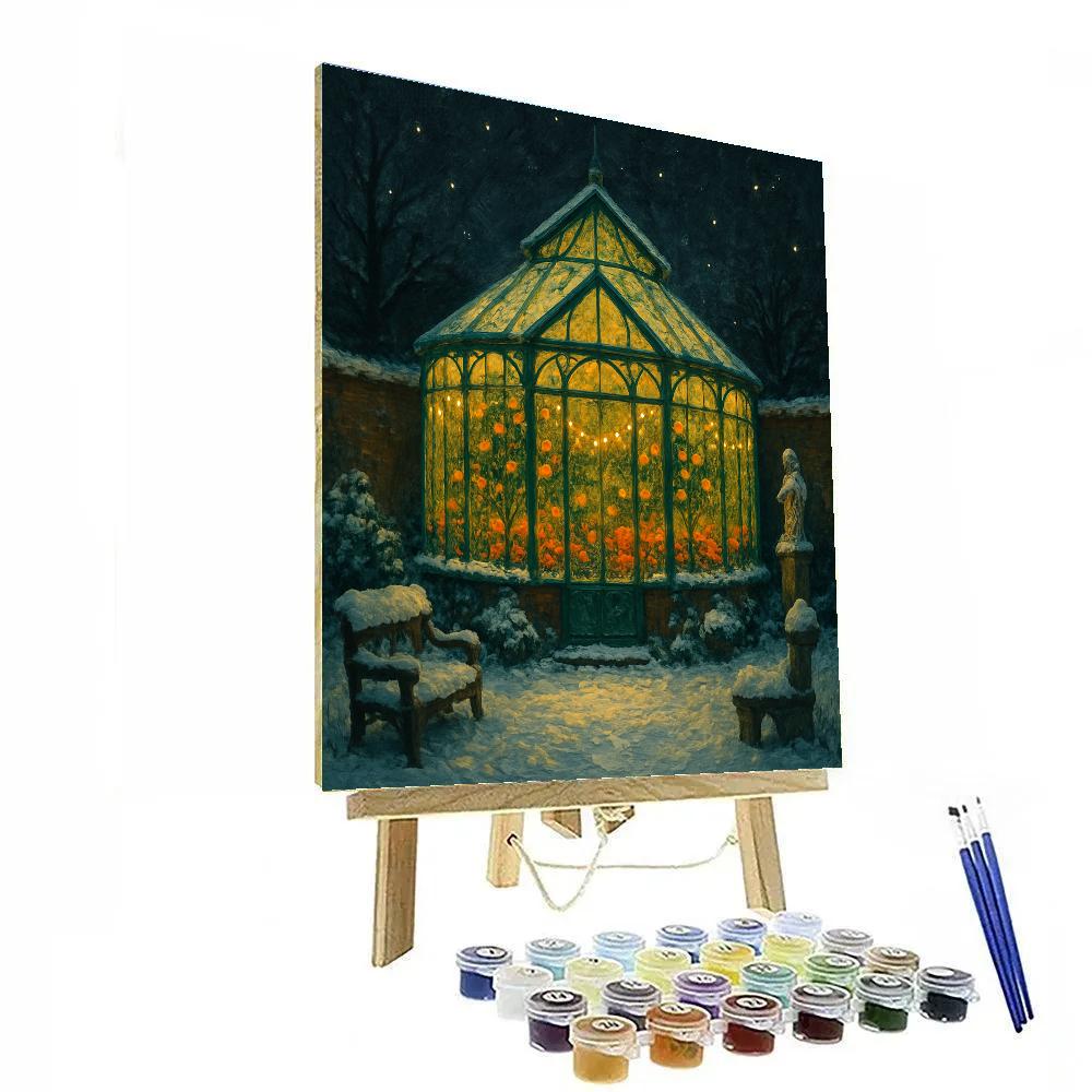 Midnight Christmas Garden Greenhouse paint by numbers