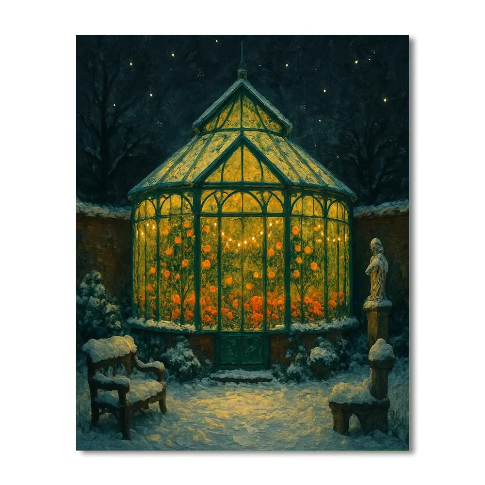 Midnight Christmas Garden Greenhouse paint by numbers