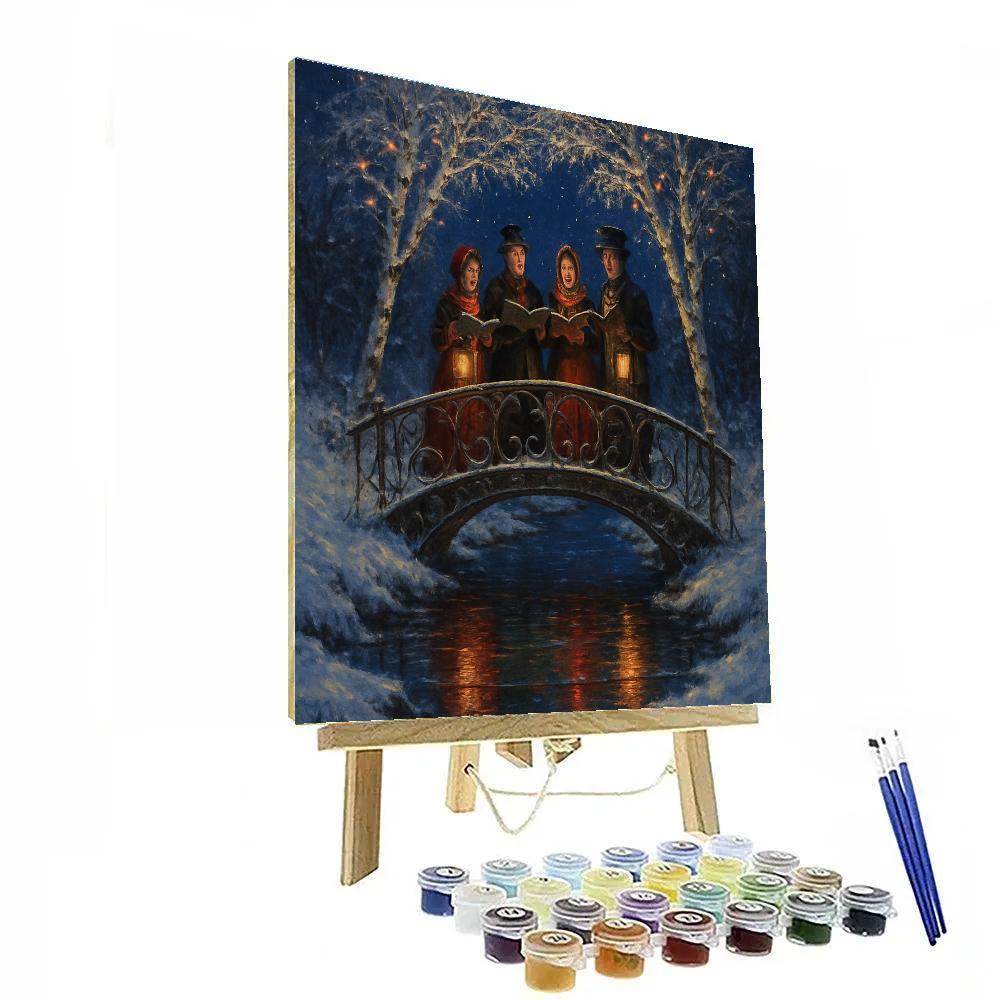 Moonlit Carolers On Crystal Bridge Paint by numbers art