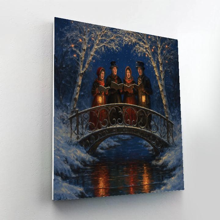 Moonlit Carolers On Crystal Bridge Paint by numbers art