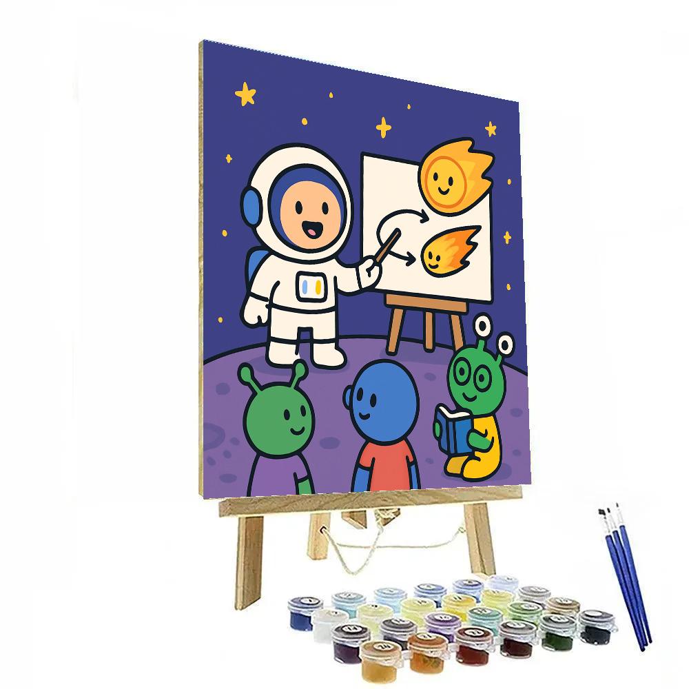 Comet Classroom On A Tiny Moon Number painting
