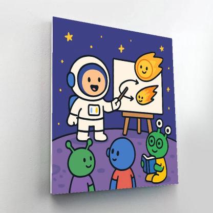 Comet Classroom On A Tiny Moon Number painting