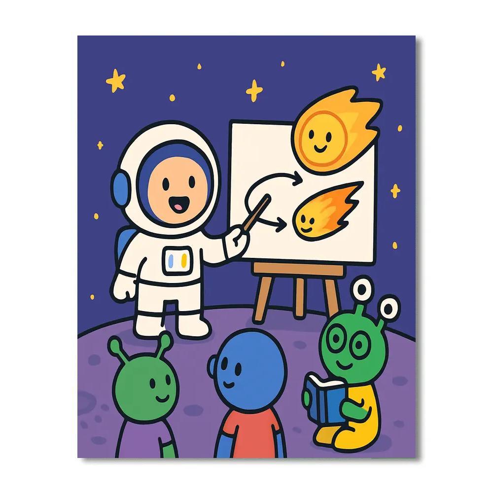 Comet Classroom On A Tiny Moon Number painting