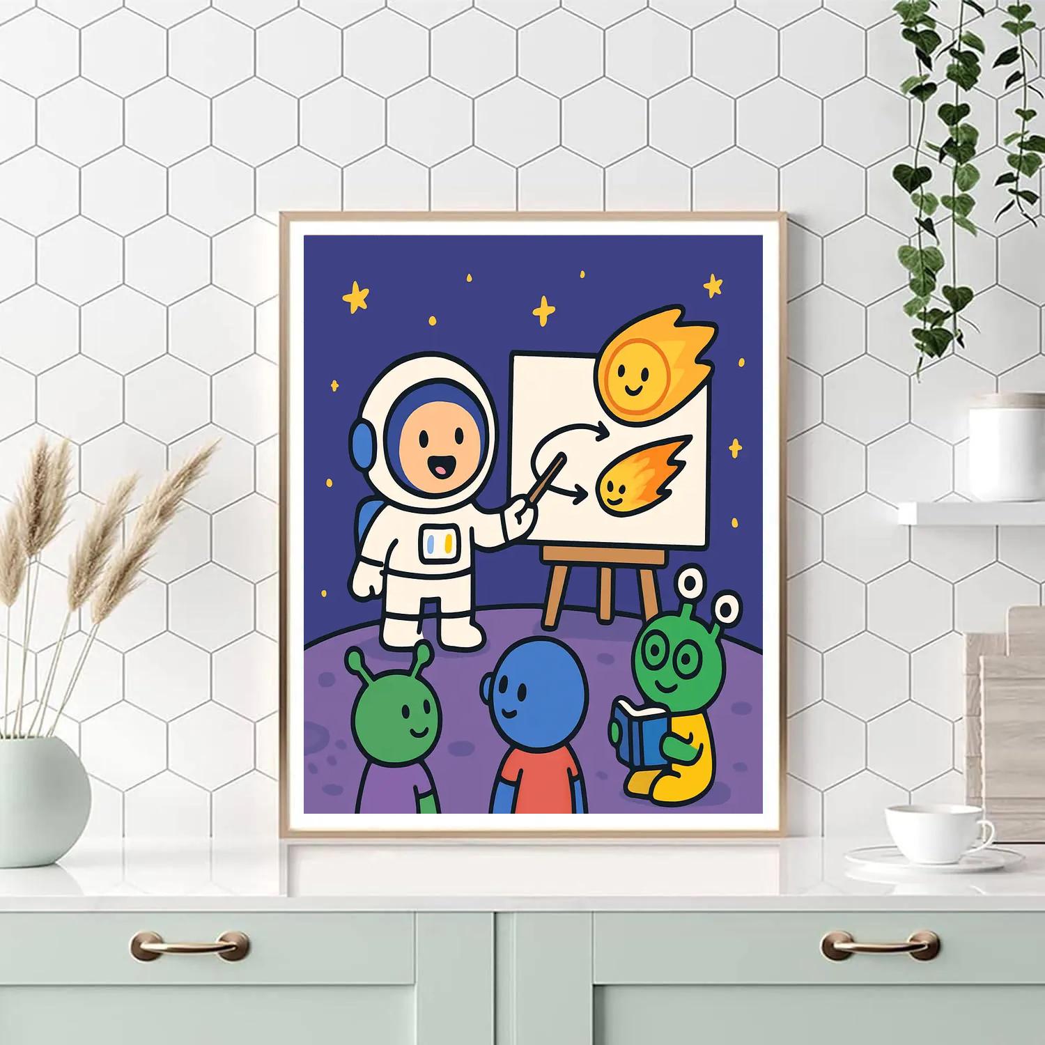Comet Classroom On A Tiny Moon Number painting