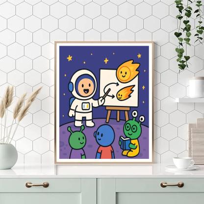 Comet Classroom On A Tiny Moon Number painting
