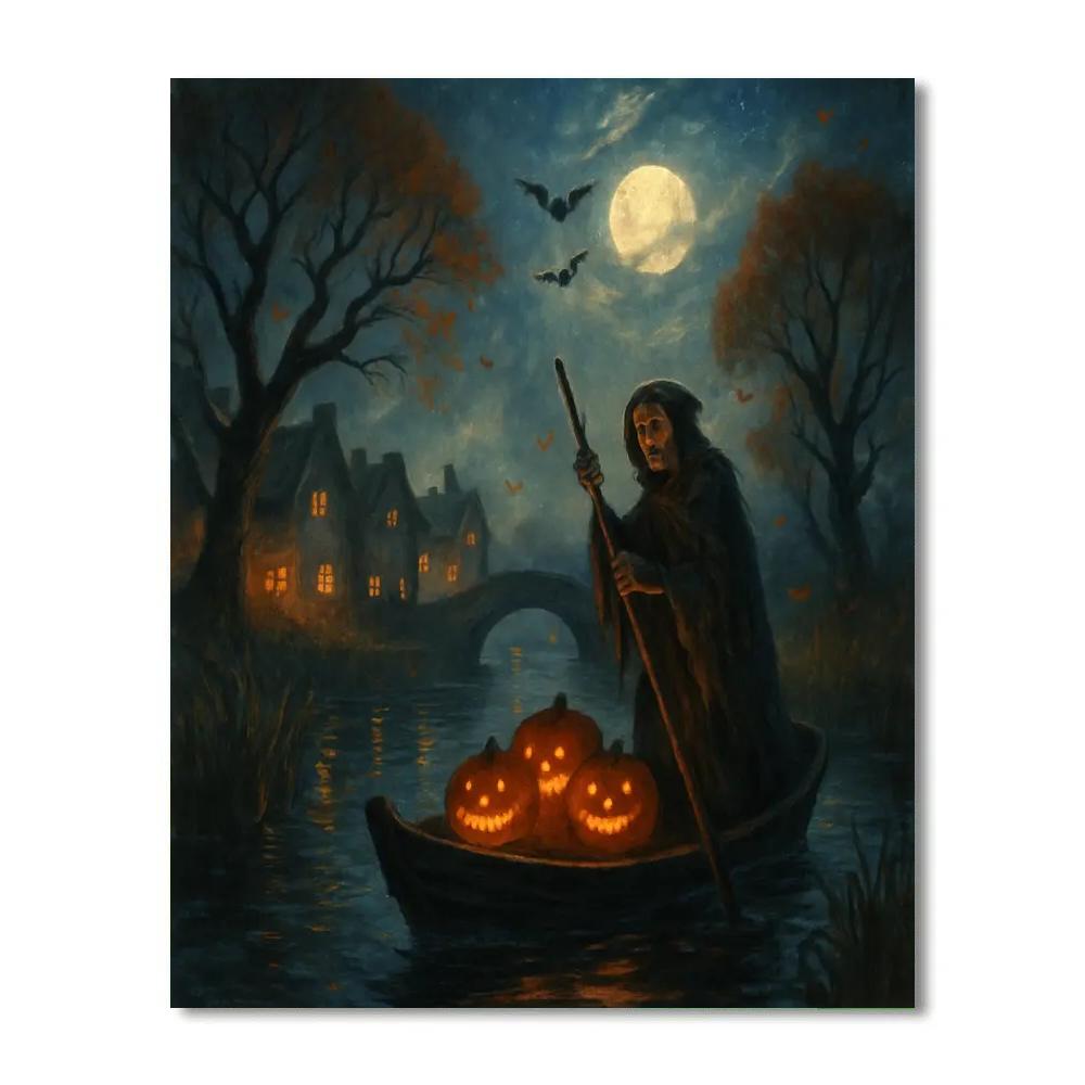 Lanterns Along The Hollow Canal Painting by numbers kit
