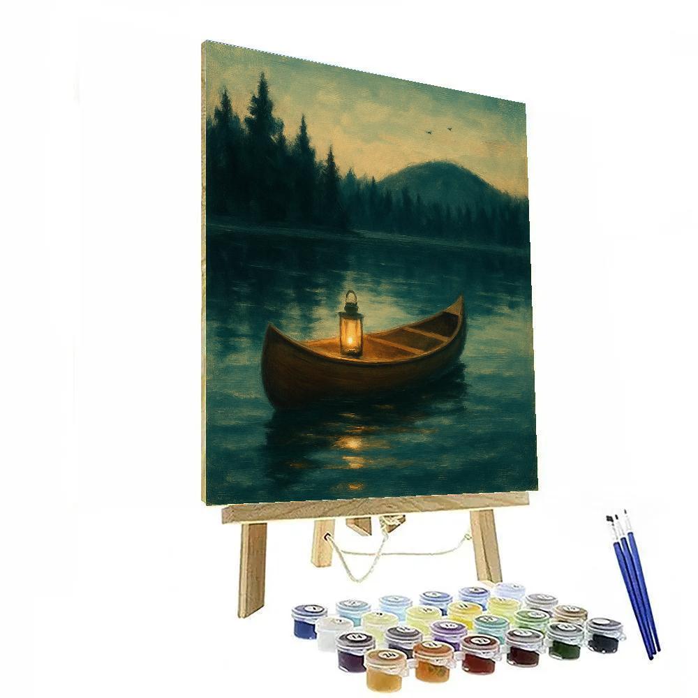 Lantern Glow Canoe At Pine Mirror Lake painting number kit