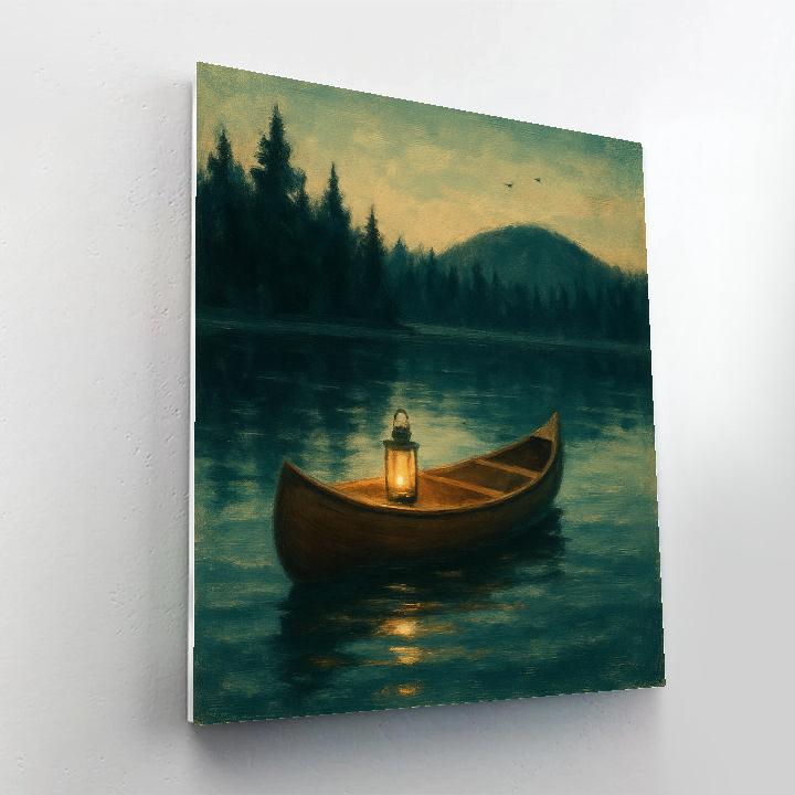 Lantern Glow Canoe At Pine Mirror Lake painting number kit