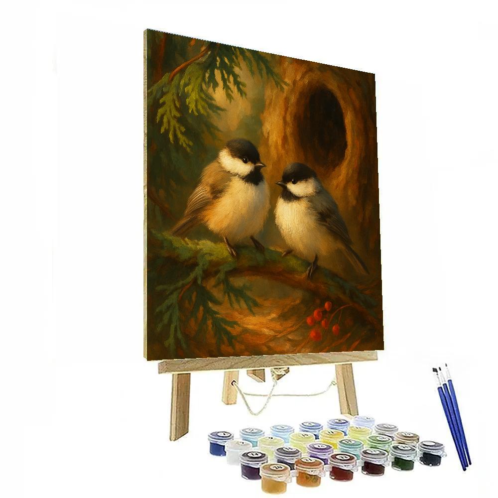 Hearthlight Chickadees In A Cedar Hollow DIY paint by numbers