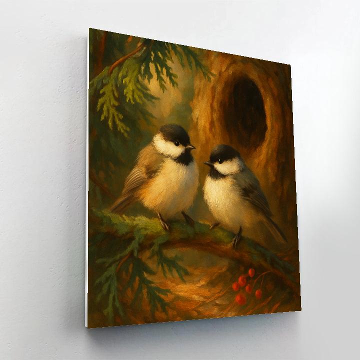 Hearthlight Chickadees In A Cedar Hollow DIY paint by numbers