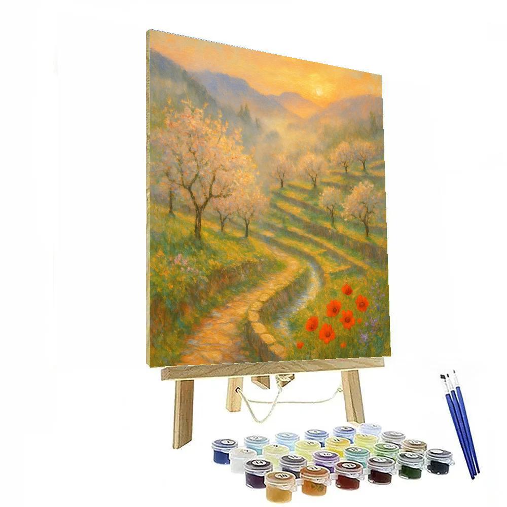 Sunrise Over The Hidden Terraced Orchard paint by number