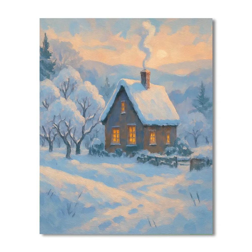 Sunrise Smoke Above The Hidden Orchard Cottage paint by color