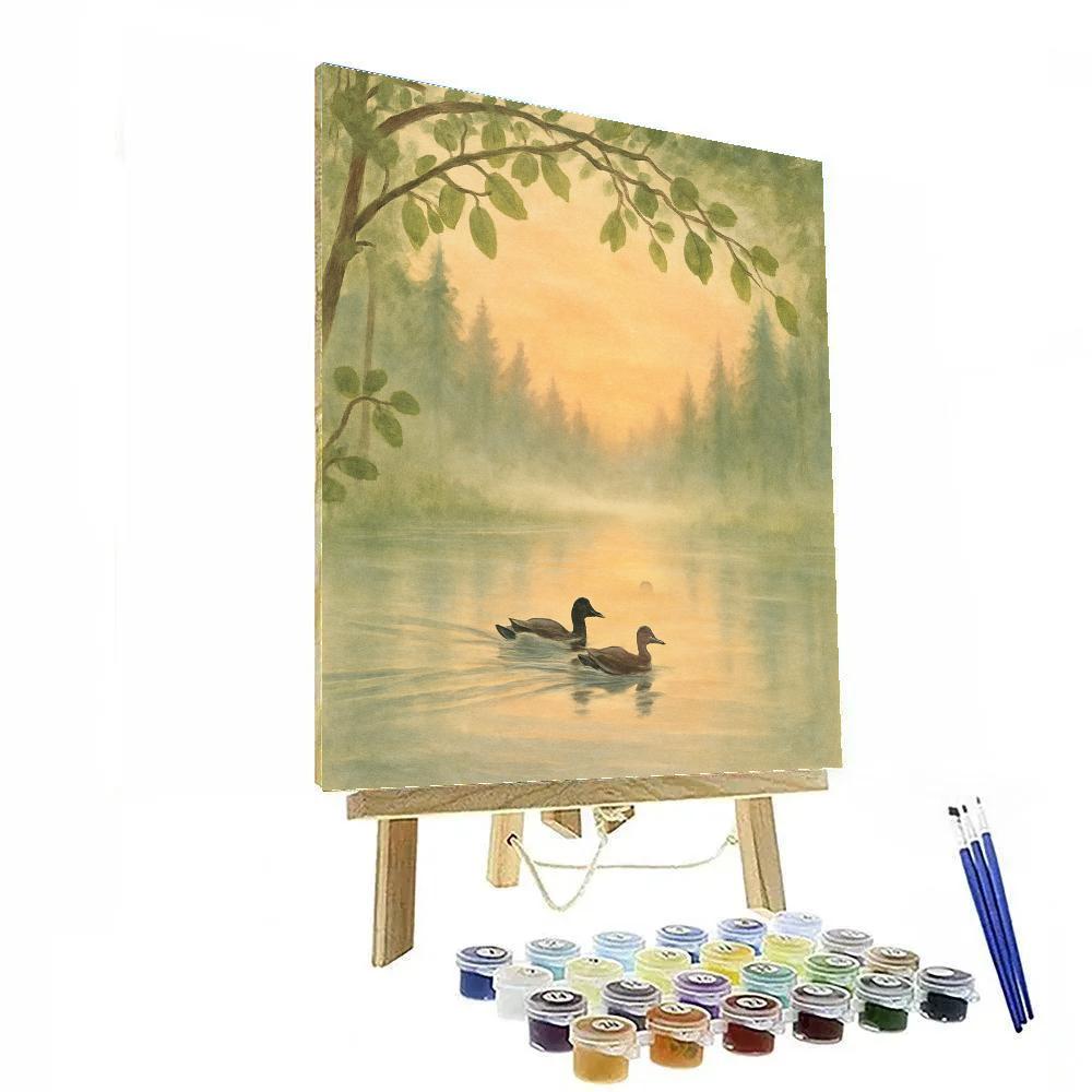 Sunrise Steam Over The Hidden Alder Pond Paint by numbers art