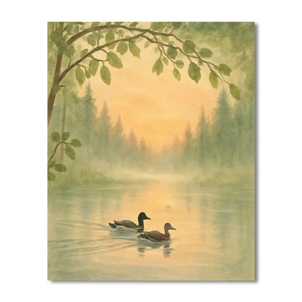 Sunrise Steam Over The Hidden Alder Pond Paint by numbers art