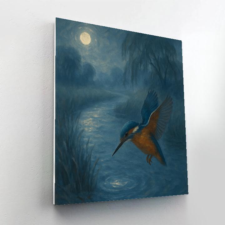 Moonlit Kingfisher Over A Glassy Bend Paint by numbers art