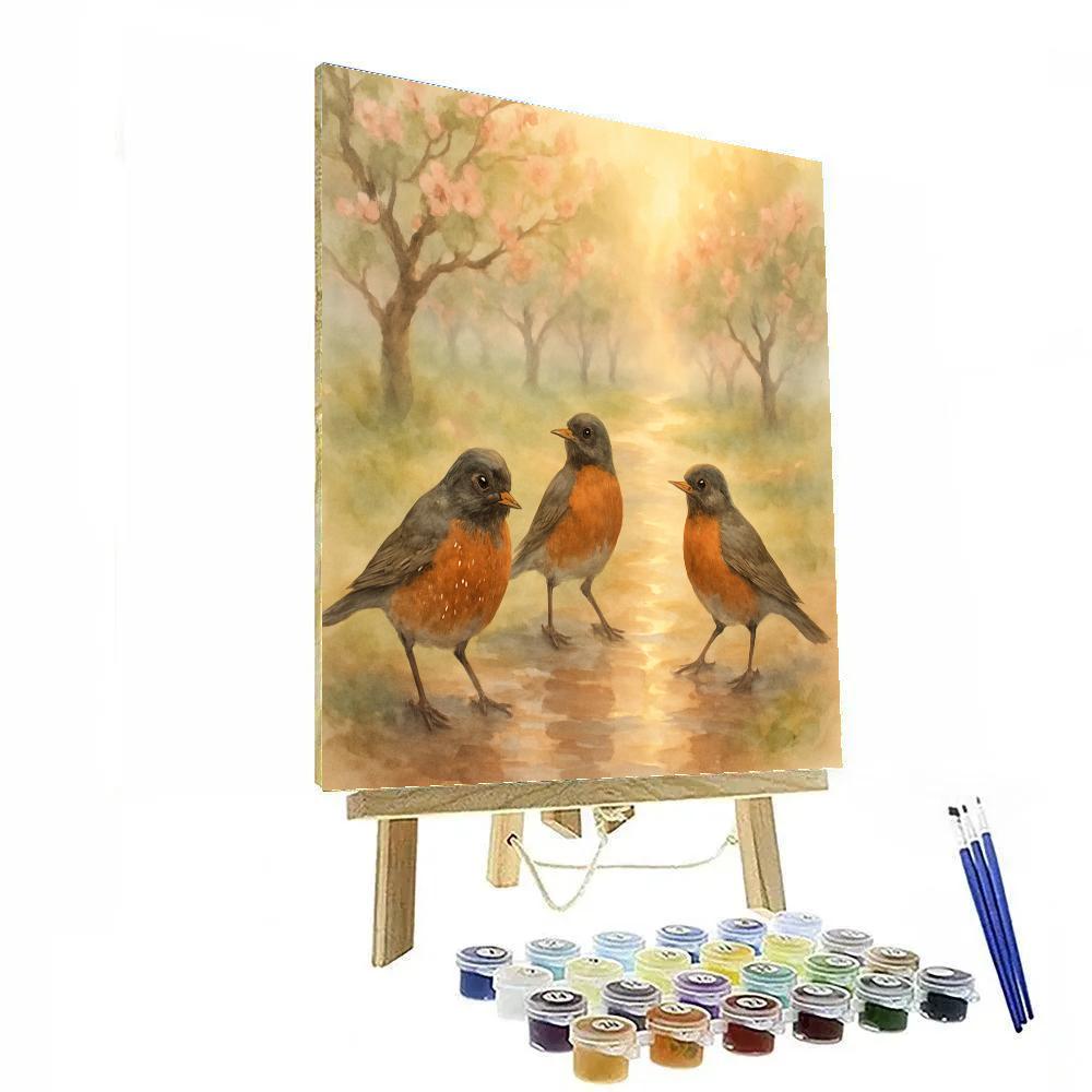 Golden Orchard Robins After Rain DIY paint by numbers