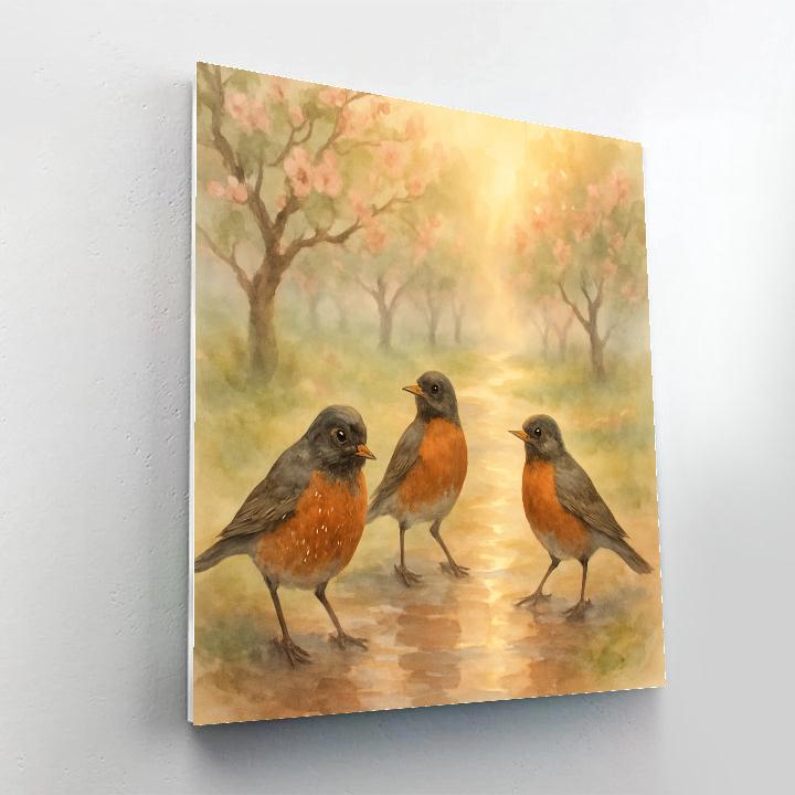 Golden Orchard Robins After Rain DIY paint by numbers