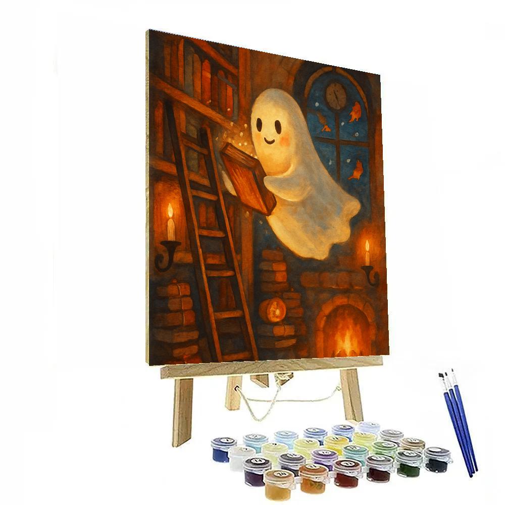 Cozy Haunted Clocktower Library paint by numbers