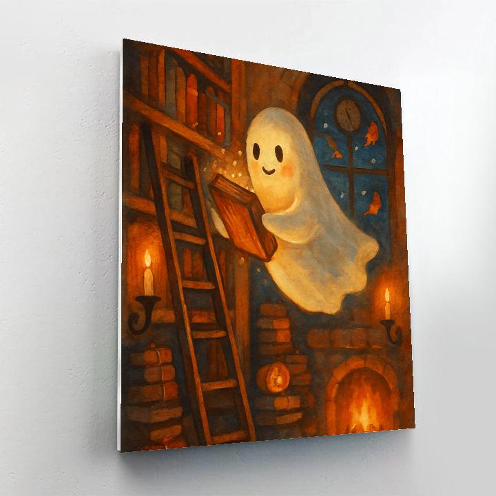 Cozy Haunted Clocktower Library paint by numbers