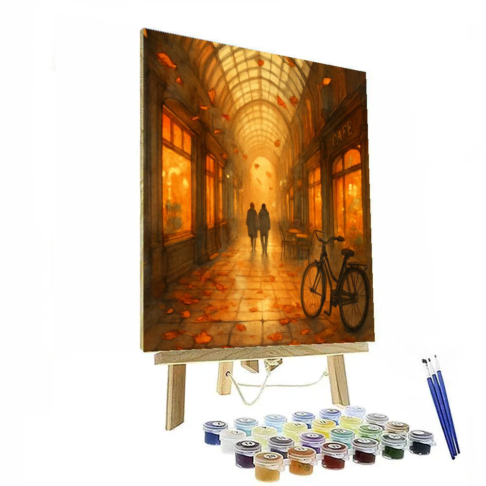 Autumn Arcade Walk Beneath Golden Glass Number painting