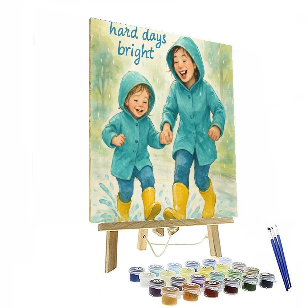 Raincoat Puddle Parade With Mom Paint by numbers kits