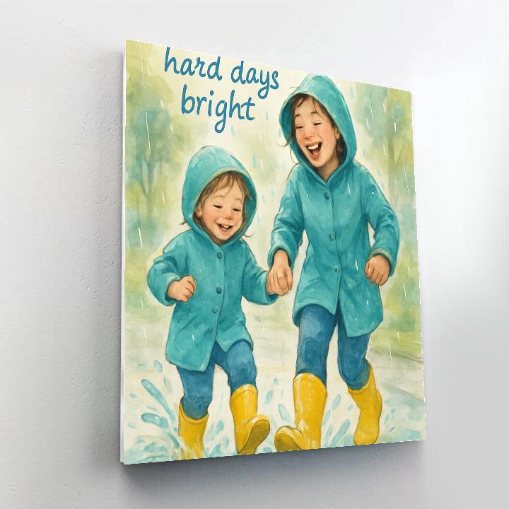 Raincoat Puddle Parade With Mom Paint by numbers kits
