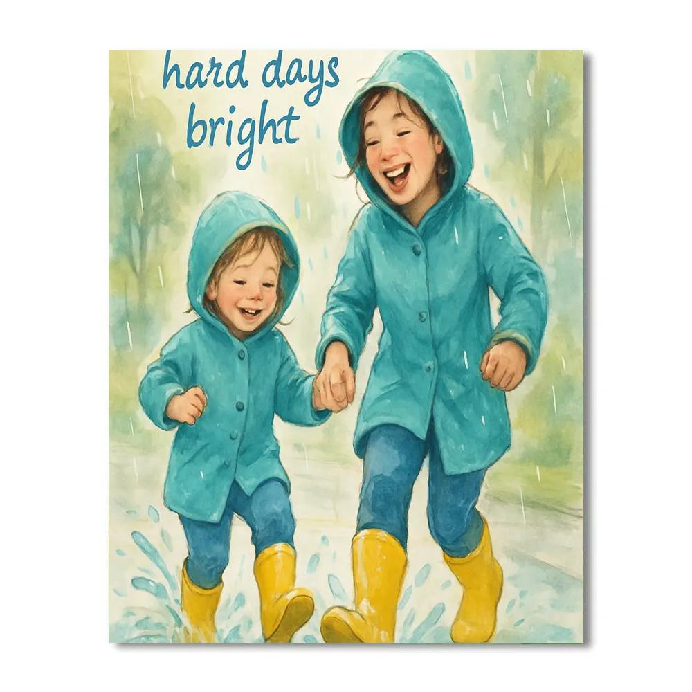 Raincoat Puddle Parade With Mom Paint by numbers kits