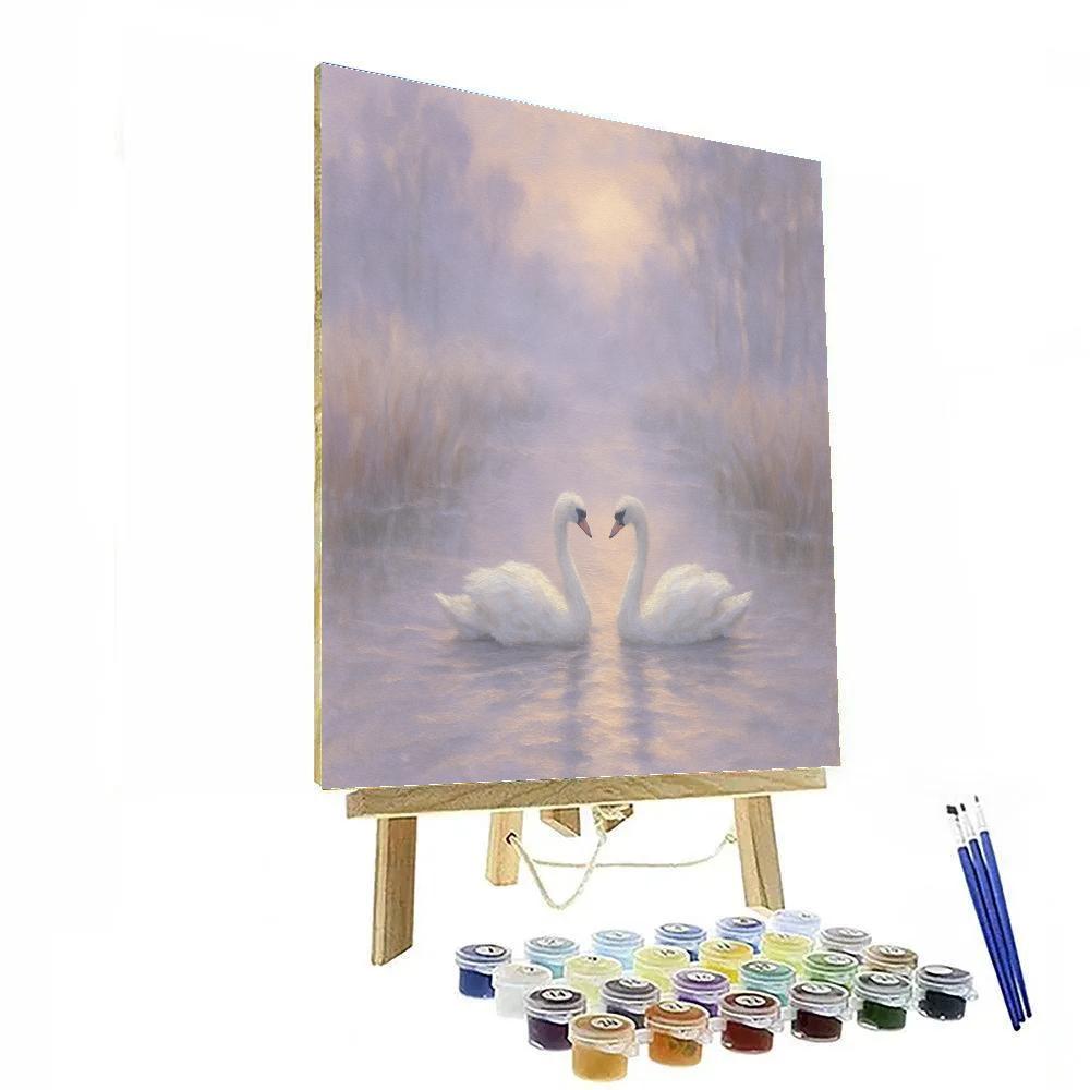Lavender Dusk Swans In The Mist Channel Paint by numbers kits