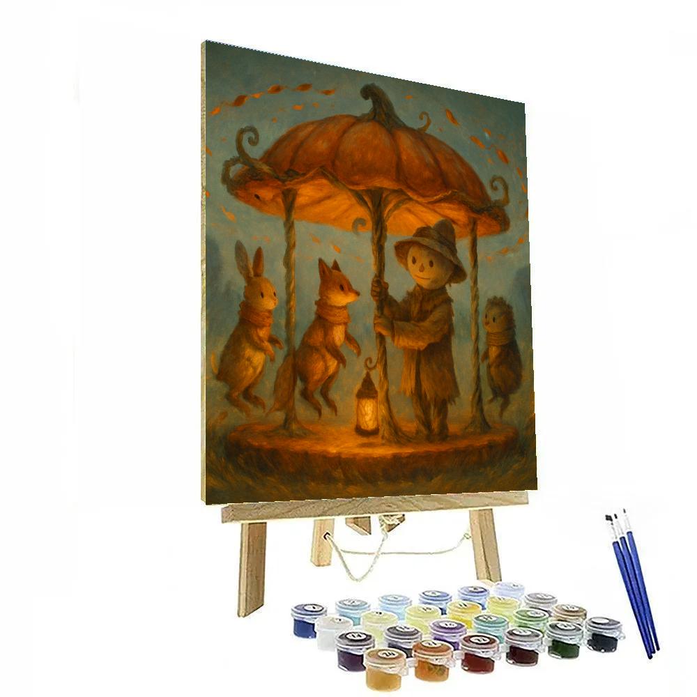 Pumpkin Carousel On A Foggy Meadow Paint by numbers art