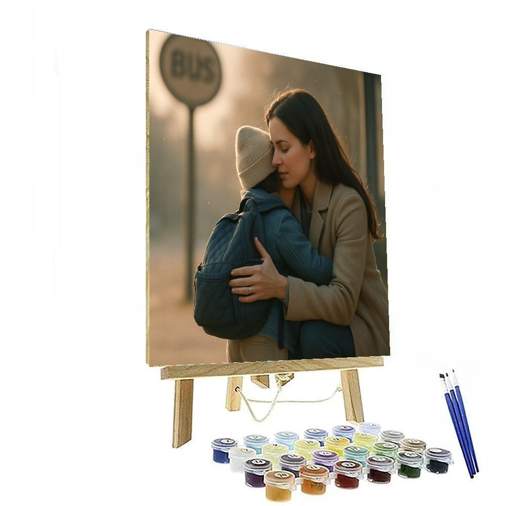 Sunrise Bus Stop Hug paint by color