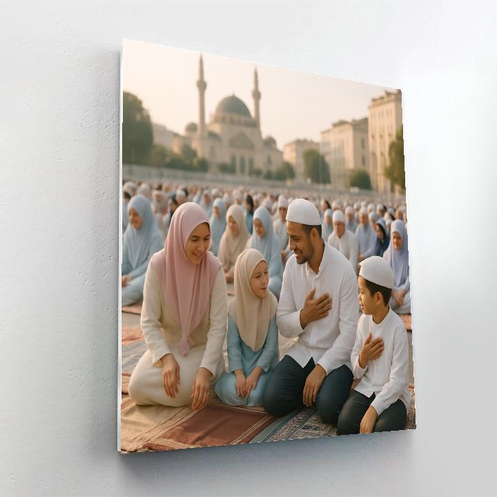 Eid Al Fitr Morning Prayer In A City Square painting number kit