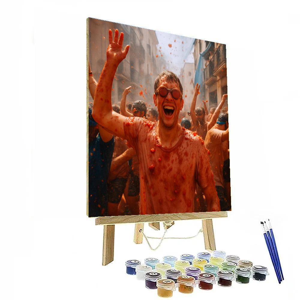 La Tomatina Tomato Splash In Bunol Number painting