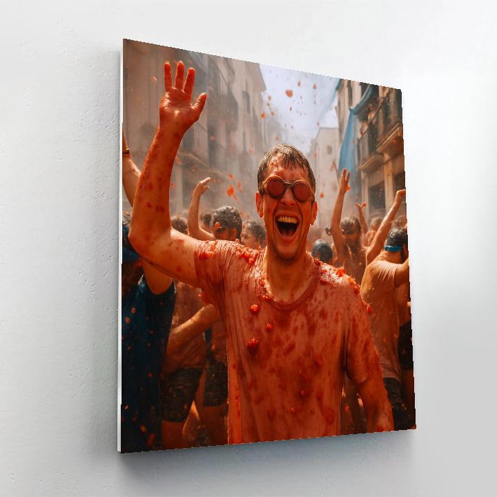 La Tomatina Tomato Splash In Bunol Number painting