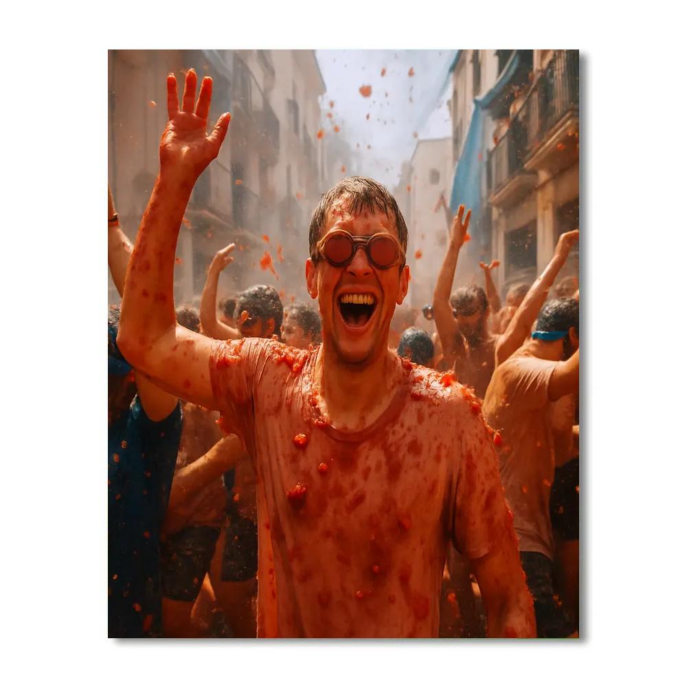 La Tomatina Tomato Splash In Bunol Number painting