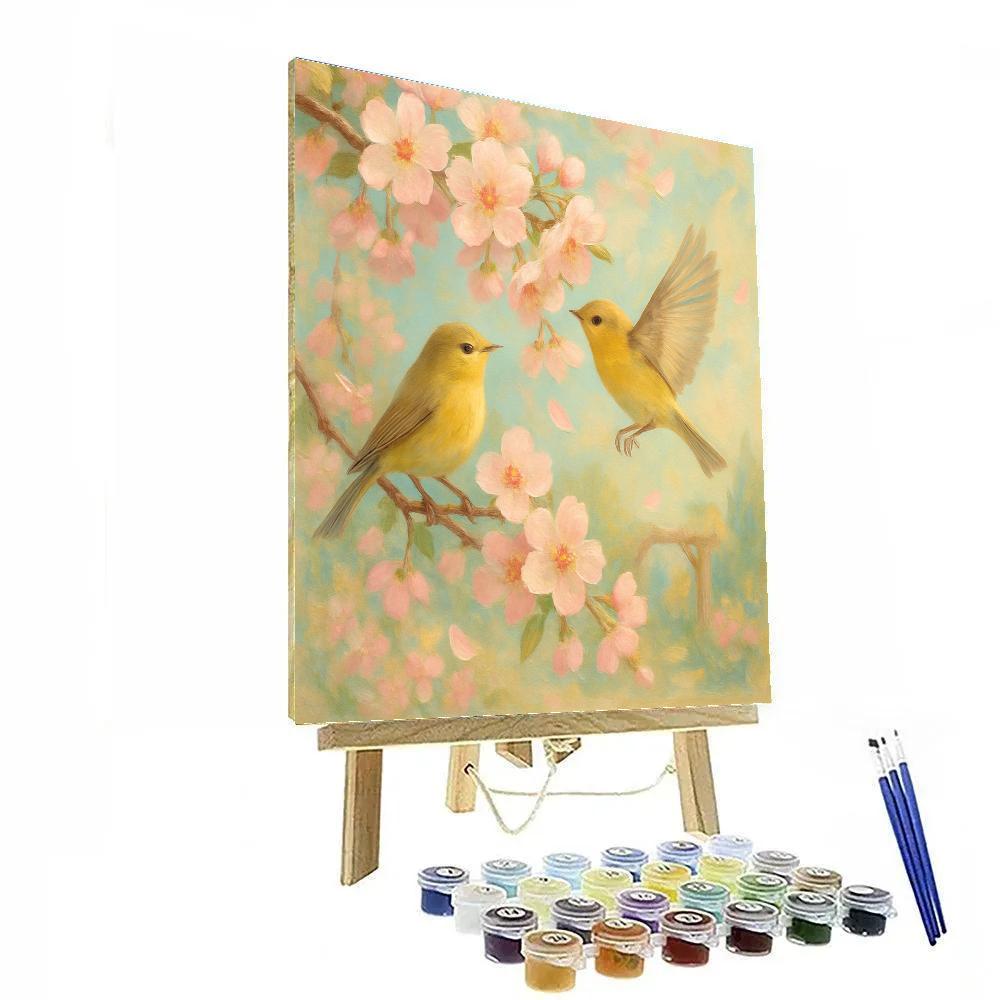 Cherry Blossom Warblers In Spring Breeze painting number kit