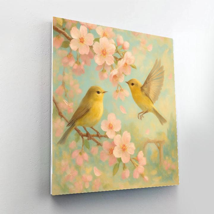 Cherry Blossom Warblers In Spring Breeze painting number kit