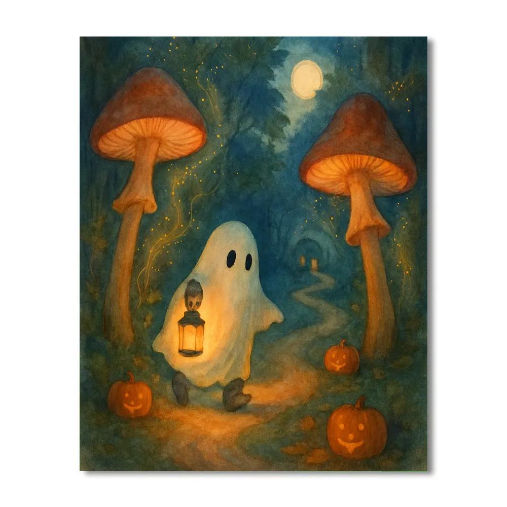 The Lantern Path Of Whispering Mushrooms painting number kit