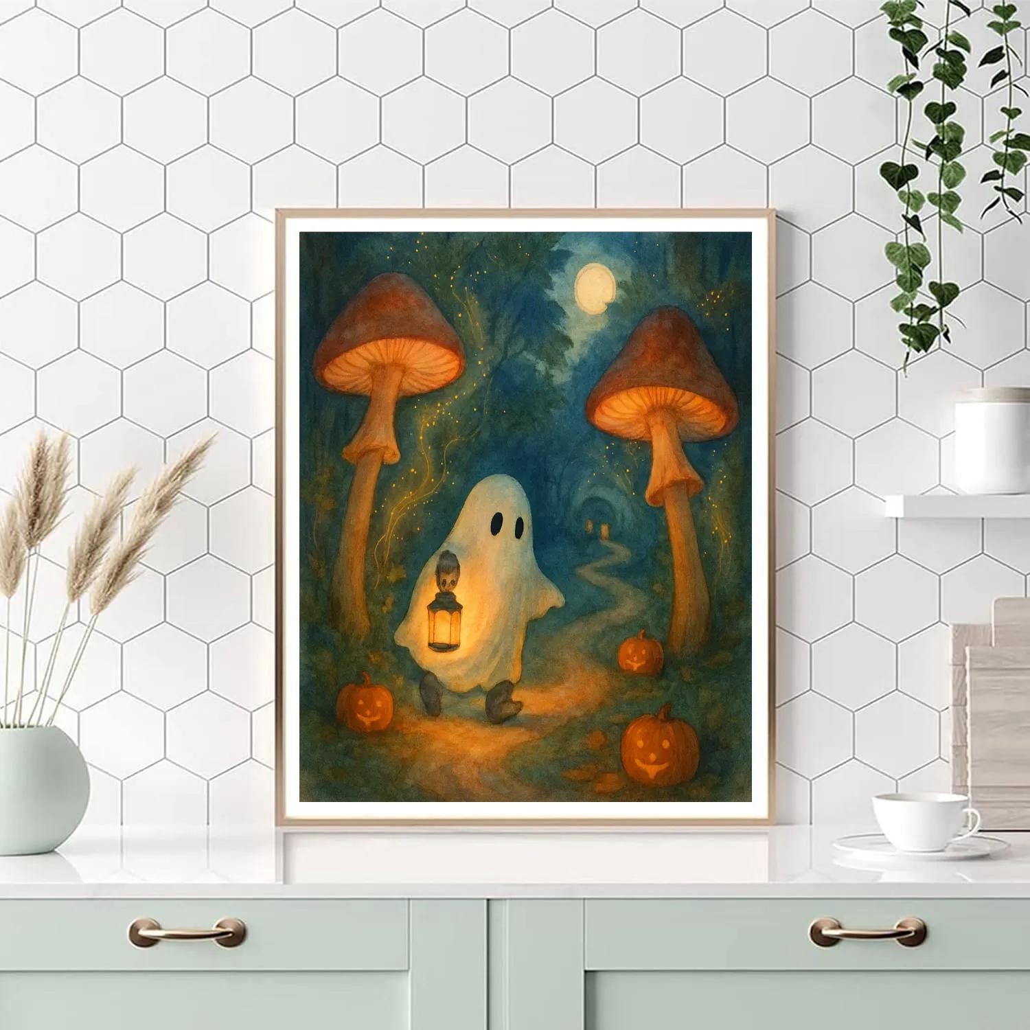 The Lantern Path Of Whispering Mushrooms painting number kit
