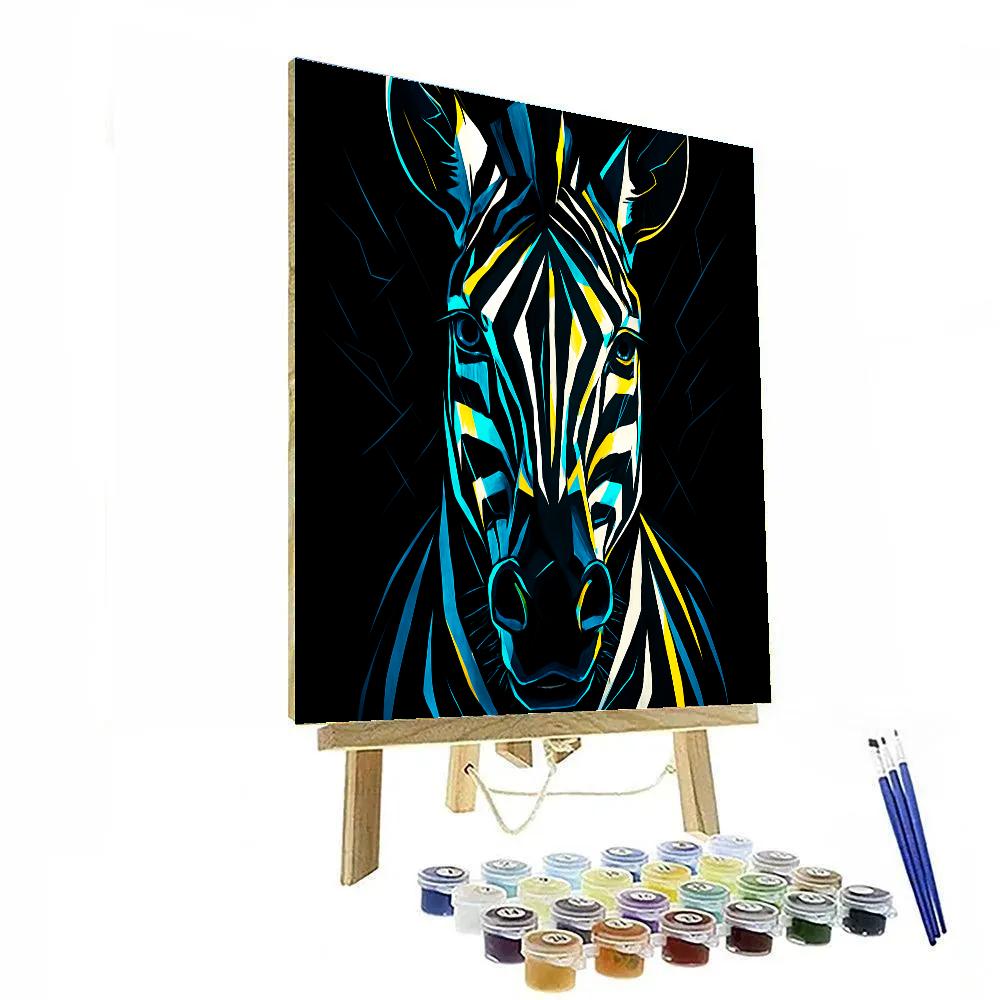 Monochrome Thunder Zebra Pulse Paint by numbers art