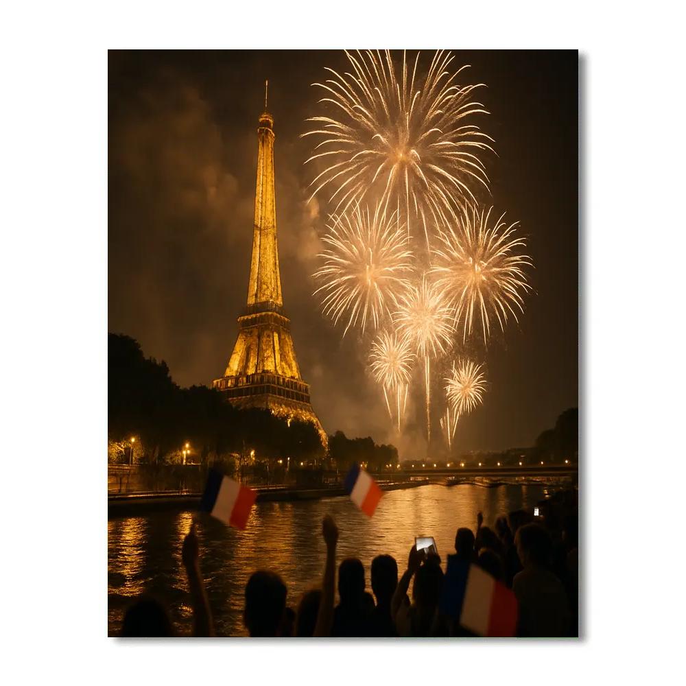 Bastille Day Fireworks Over The Seine DIY paint by numbers