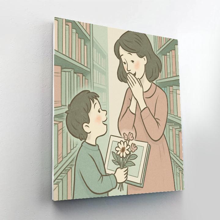 Library Shelf Surprise Bouquet Painting by numbers kit