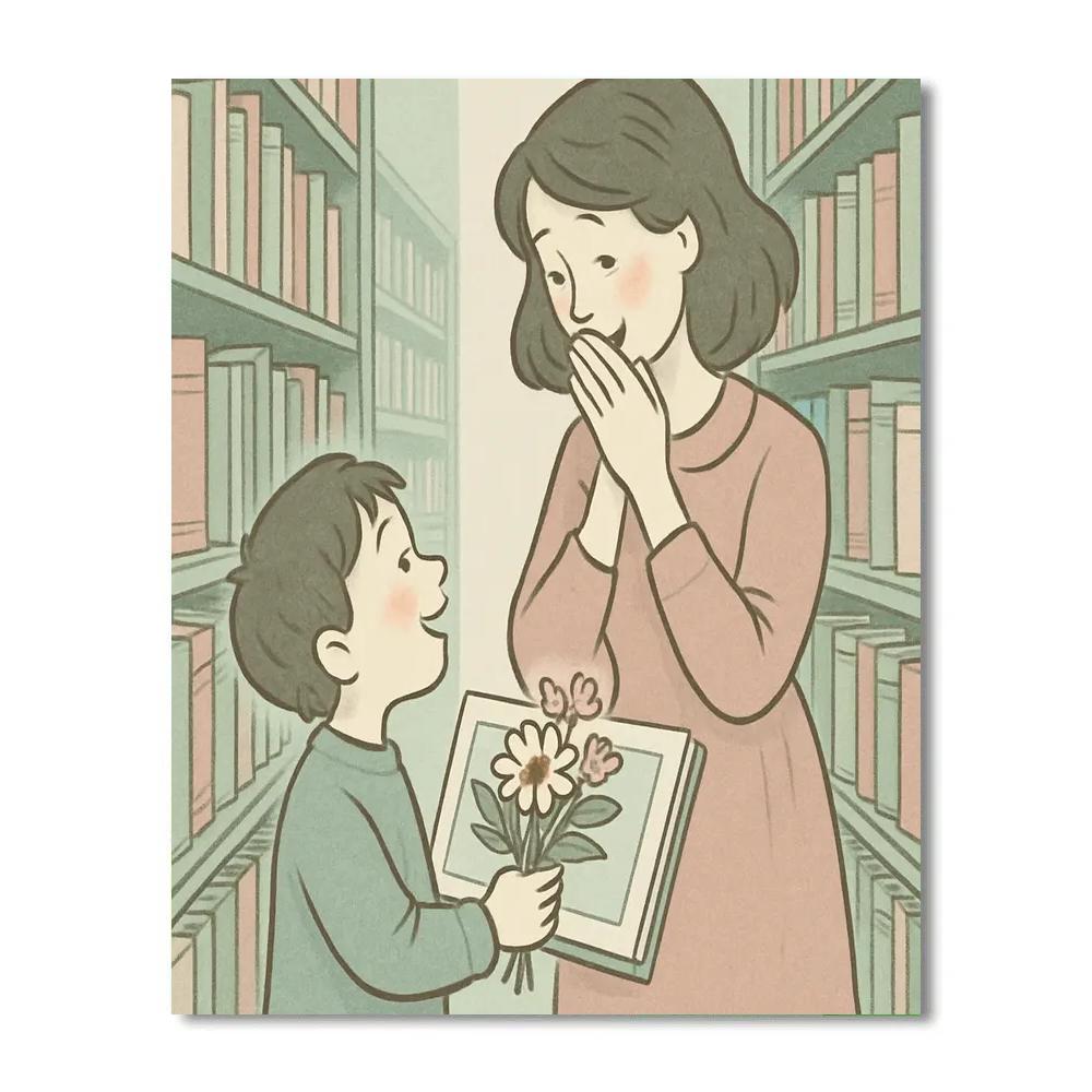 Library Shelf Surprise Bouquet Painting by numbers kit