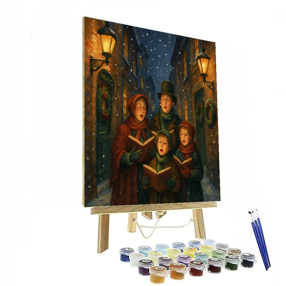 Midnight Carolers In Snowy Alley DIY paint by numbers