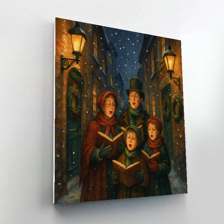 Midnight Carolers In Snowy Alley DIY paint by numbers